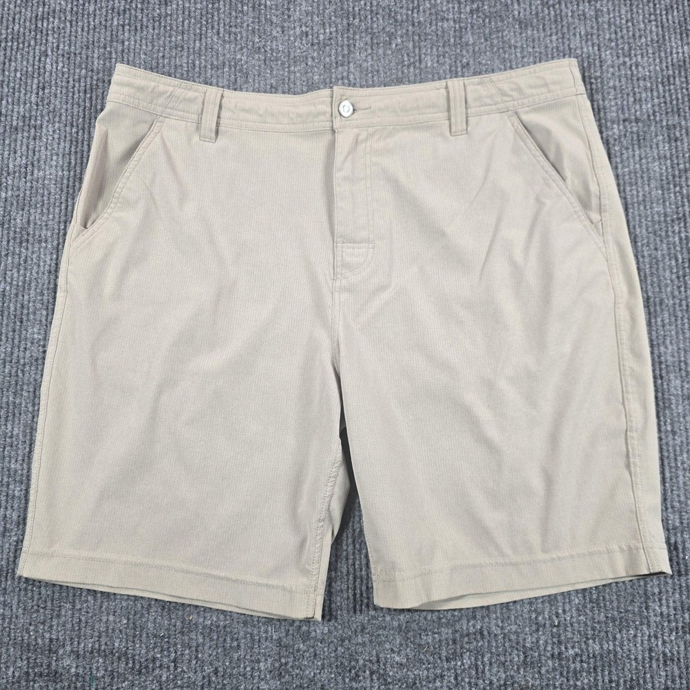 PrAna Shorts Mens 40 Beige Microfiber Chino Stretch Drawstring 8 Inseam Summer
